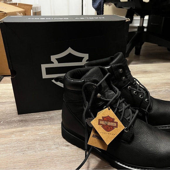 Harley-Davidson Men's Black Leather Lace-Up Boots - Picture 1 of 5